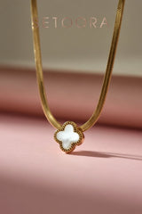 White leaf charm - Necklace