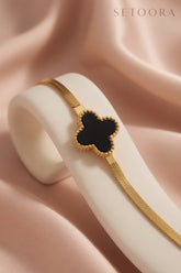 Black Leaf Charm - Bracelet