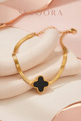 Black Leaf Charm - Bracelet