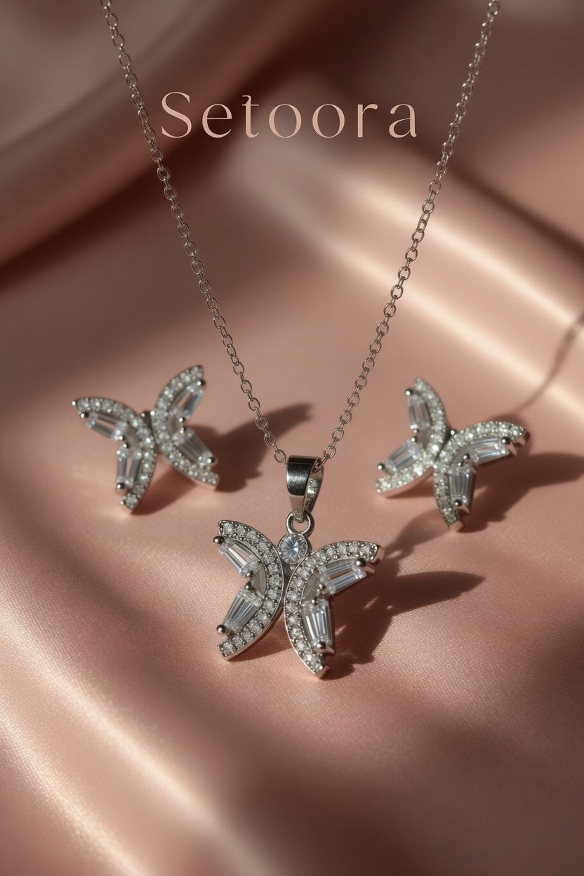 Diamond Cut Butterfly Silver – Set