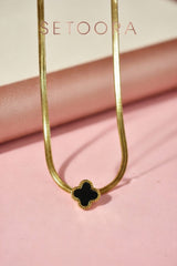 Black leaf Charm -Necklace