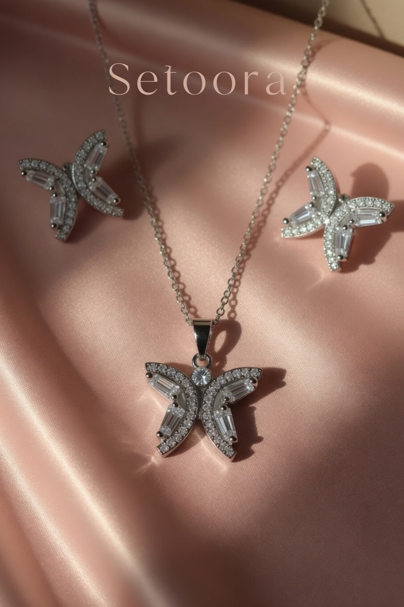 Diamond Cut Butterfly Silver – Set