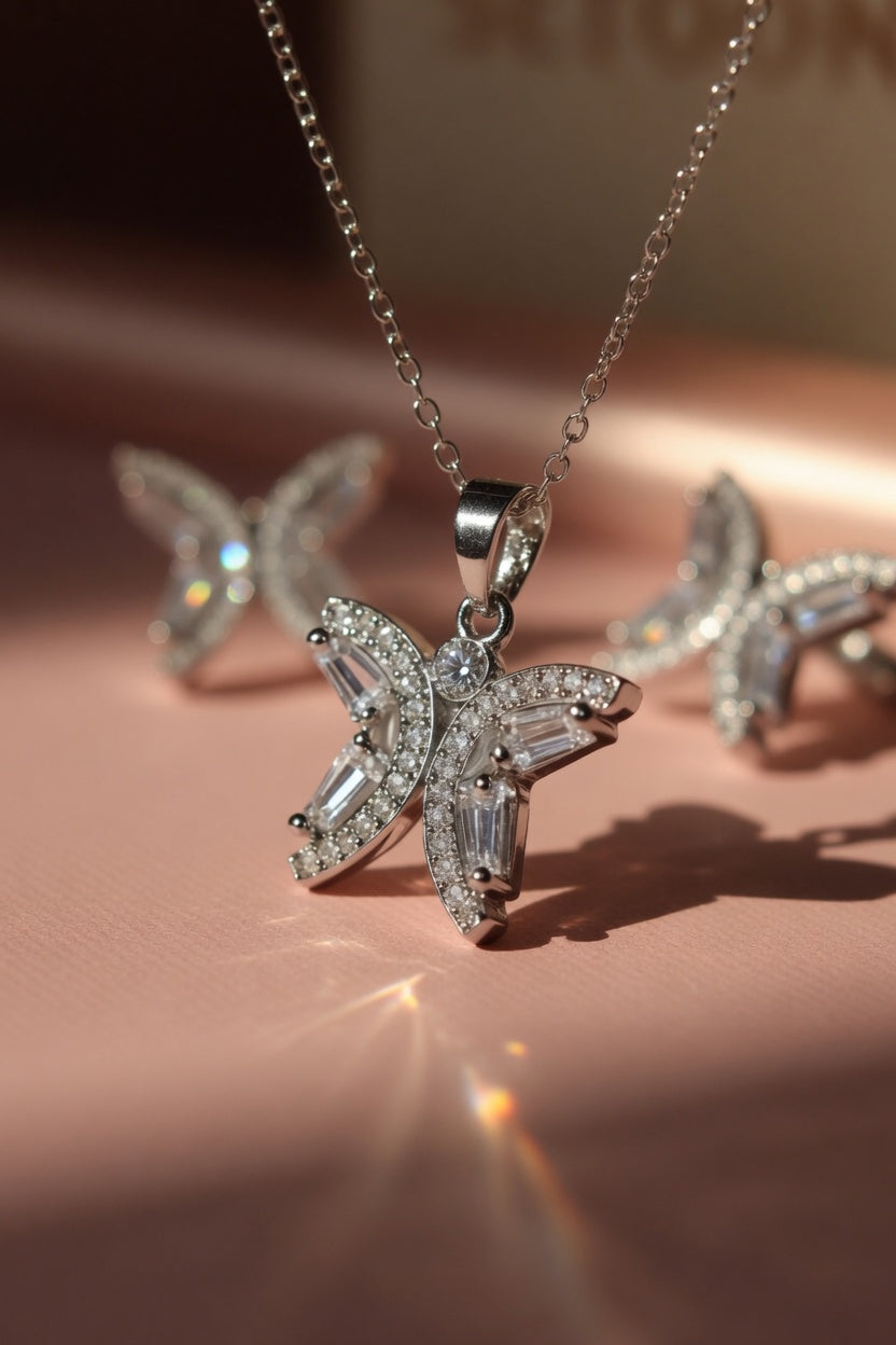 Diamond Cut Butterfly Silver – Set
