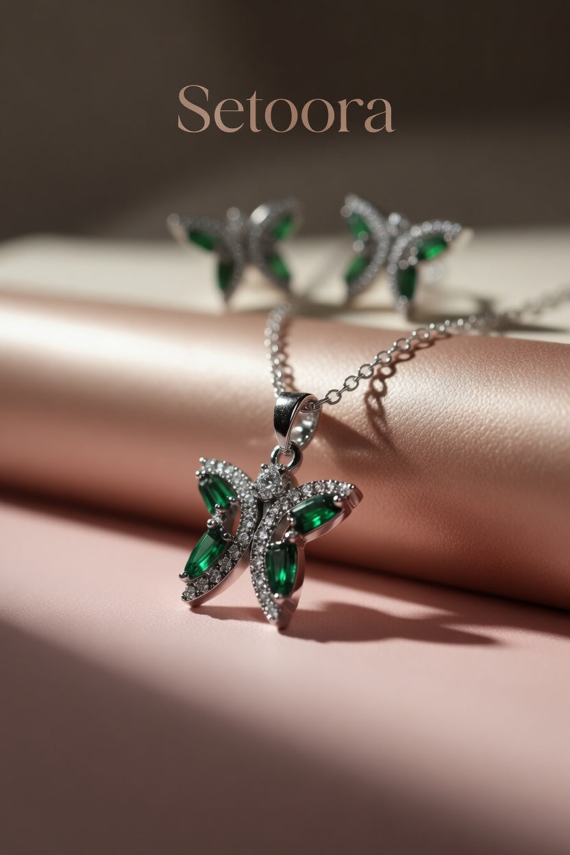 Diamond Cut Butterfly Green – Set