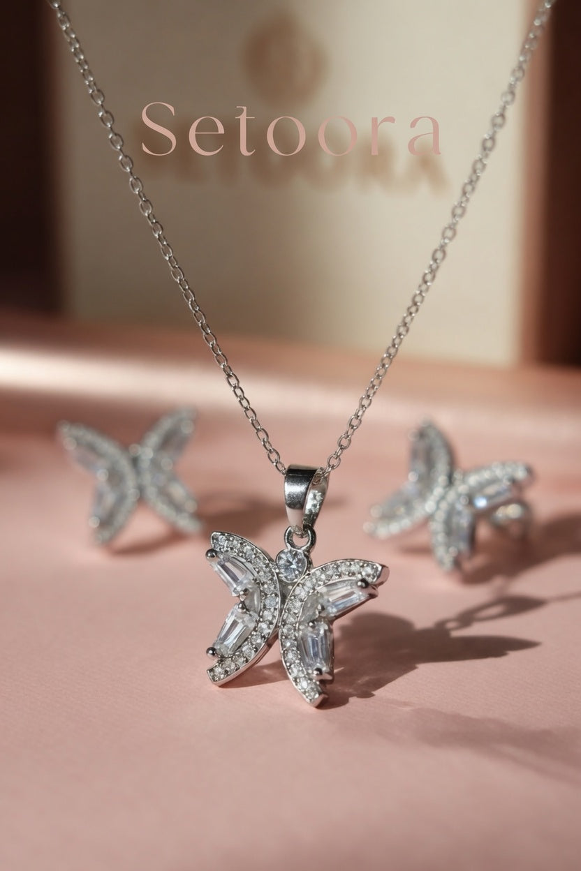 Diamond Cut Butterfly Silver – Set